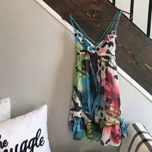Tropical hollister dress with cross back